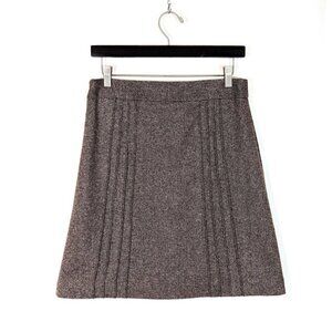 Susana Monaco Size Medium Pleated Tweed Wool Knit A-line Mini Skirt Warm Taupe